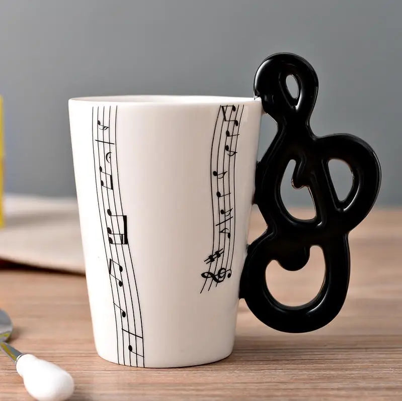 Novelty Violin Guitar Trumpet Clarinet Wooden Guitar Harp Piano Music Note Mug Coffee Tea Ceramic Mugs Drinkware Gift