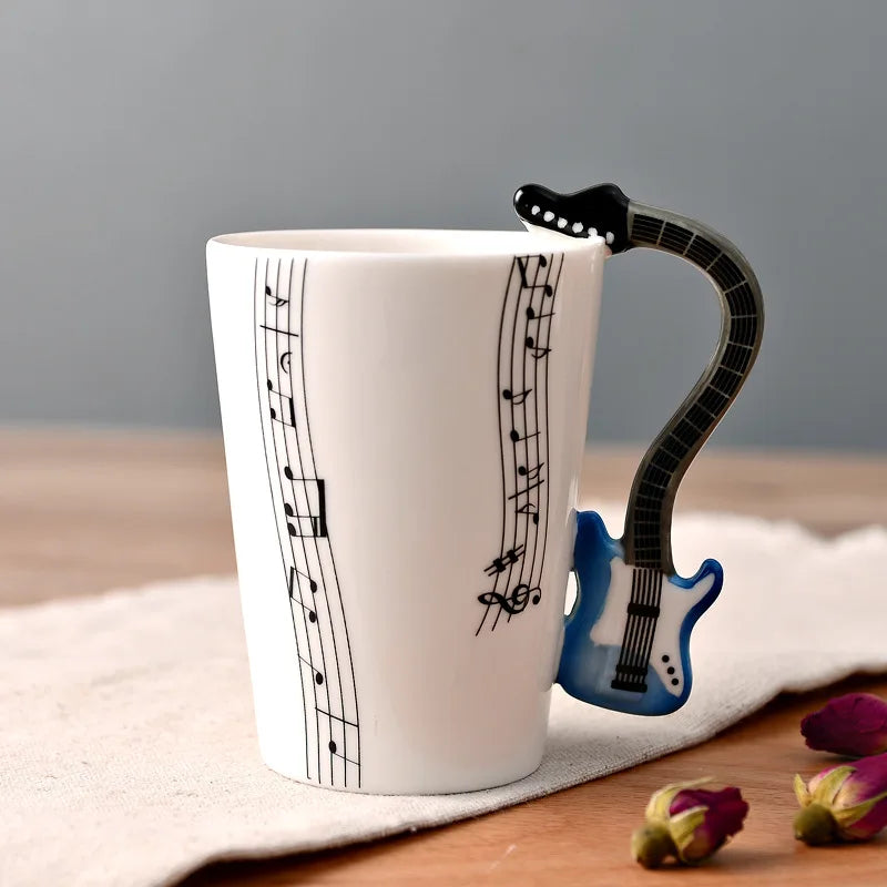 Novelty Violin Guitar Trumpet Clarinet Wooden Guitar Harp Piano Music Note Mug Coffee Tea Ceramic Mugs Drinkware Gift