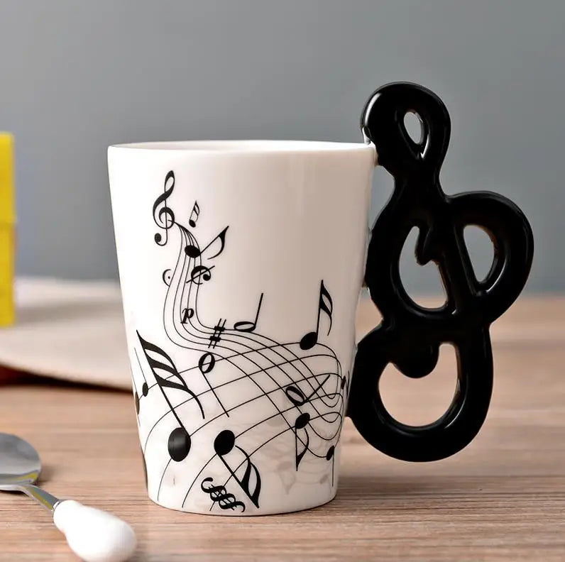 Novelty Violin Guitar Trumpet Clarinet Wooden Guitar Harp Piano Music Note Mug Coffee Tea Ceramic Mugs Drinkware Gift