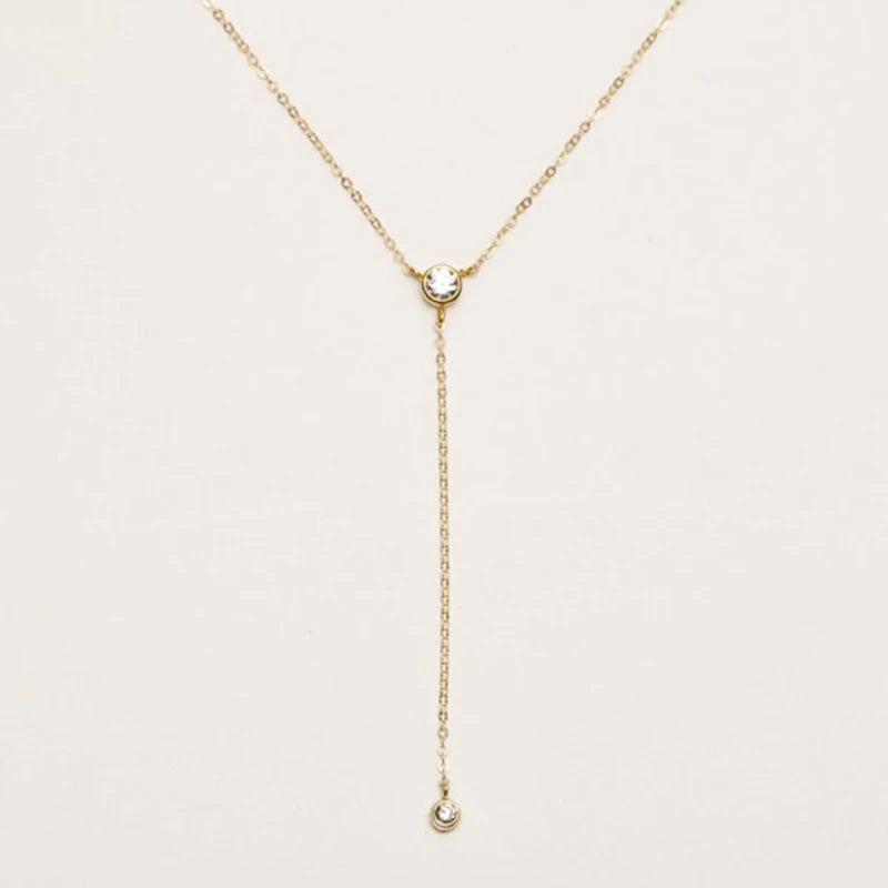 Gold Y Necklace Gold Filled Choker Handmade Jewelry Zircon Pendants Collier Femme Kolye Collares Boho Necklace For Women