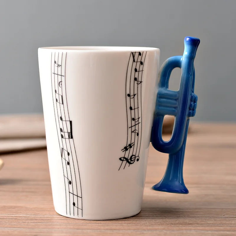Novelty Violin Guitar Trumpet Clarinet Wooden Guitar Harp Piano Music Note Mug Coffee Tea Ceramic Mugs Drinkware Gift