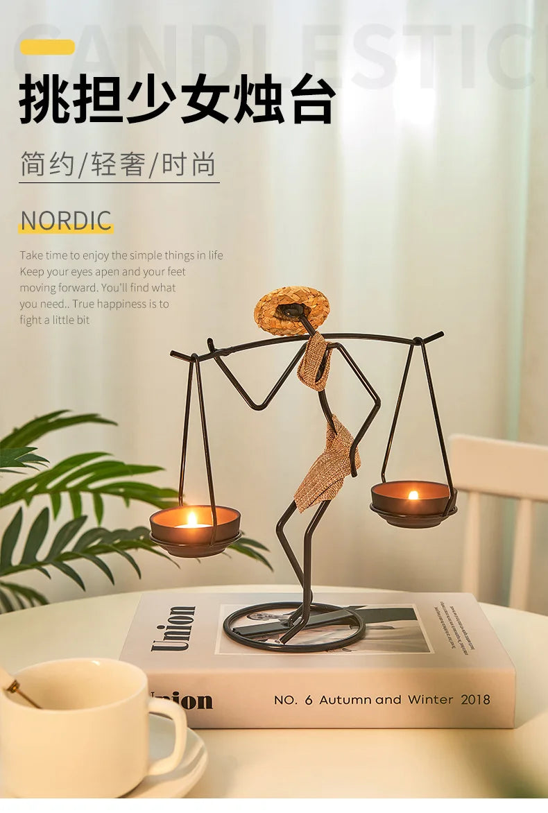 Rustic Wedding Table Centerpiece Decor Living Room Human Figurines Candlestick Gifts Candle Holders Home Decoration Accessories