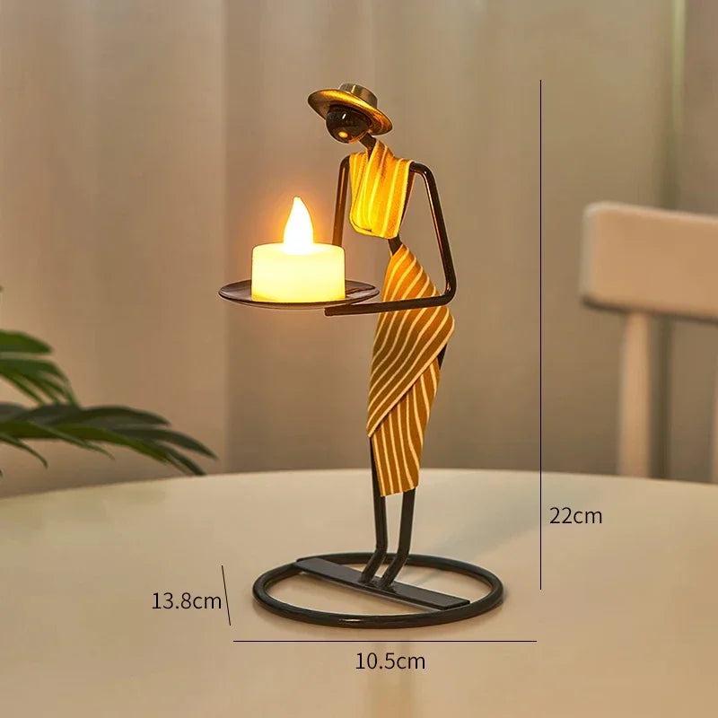 Rustic Wedding Table Centerpiece Decor Living Room Human Figurines Candlestick Gifts Candle Holders Home Decoration Accessories