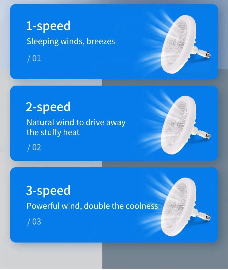 Modern Indoor 30W Ceiling Fan Lamp 360°Rotating with Remote Control E27 Living Room Bedroom Lighting LED Decorative Lights 2in1