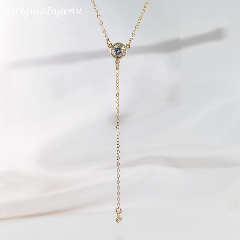 Gold Y Necklace Gold Filled Choker Handmade Jewelry Zircon Pendants Collier Femme Kolye Collares Boho Necklace For Women