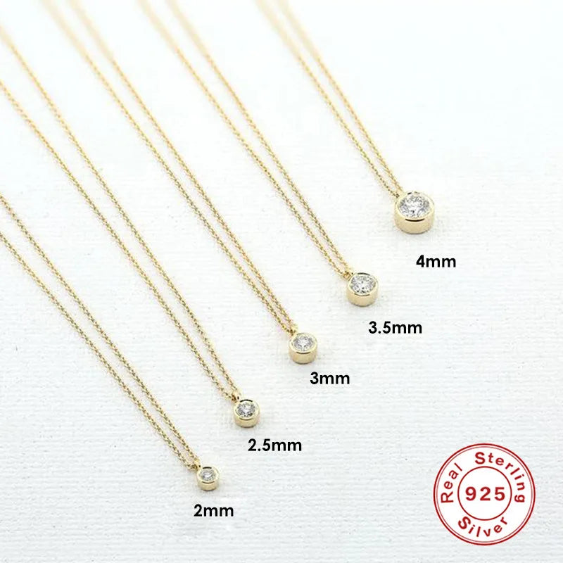 CANNER 925 Sterling Silver Necklace Women Cubic Zirconia Necklace Jewelry CZ Crystal Choker Necklace Gold Color Collier H40
