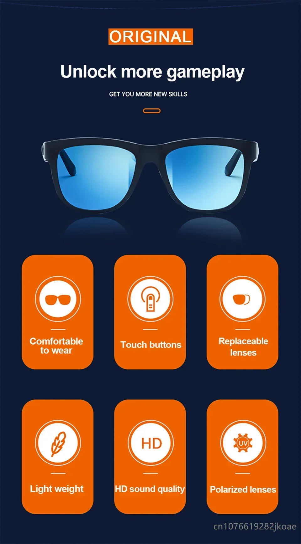 Original Lecoo C8 Glasses Earphones Wireless Bluetooth 5.0 Sunglasses Outdoor Sport Cycling Earbuds HiFi Stereo Music Headphones