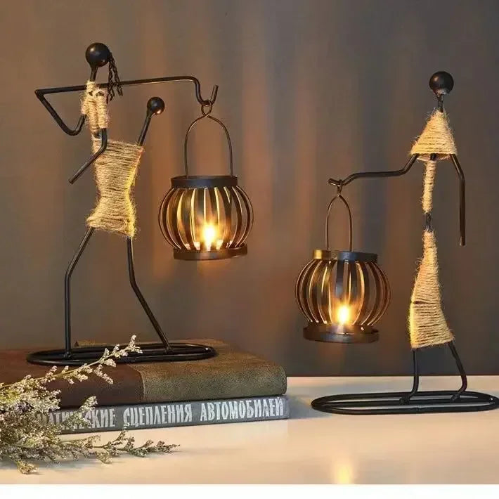 Rustic Wedding Table Centerpiece Decor Living Room Human Figurines Candlestick Gifts Candle Holders Home Decoration Accessories