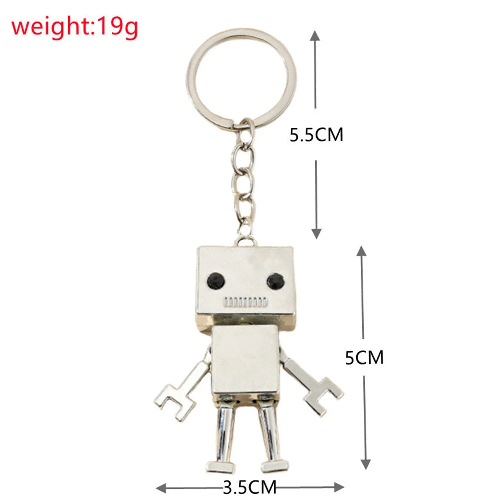 Vintage Mechanical Screw Robot Keychain Creative Movable Joint Steampunk Robot Car Key Holder For Men Backpack Pendants