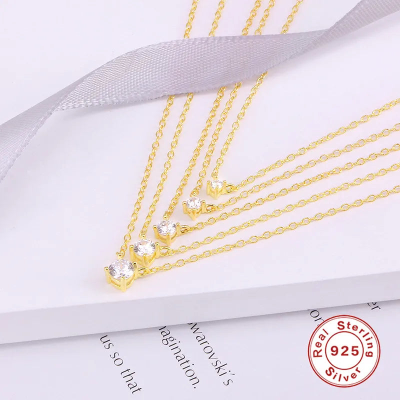 CANNER 925 Sterling Silver Necklace Women Cubic Zirconia Necklace Jewelry CZ Crystal Choker Necklace Gold Color Collier H40