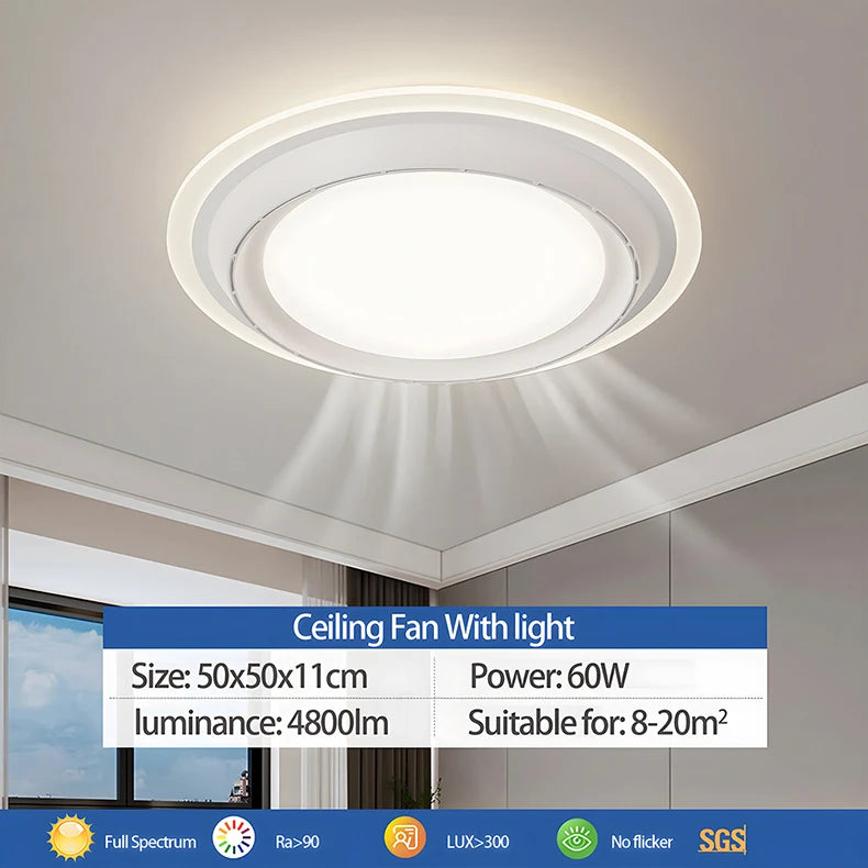 Modern Bladeless Ceiling Fan Lamps Bedroom Round Vaneless Ceiling Lamp Fan Remote Dimmable Bladeless ventilate Fan Circulator