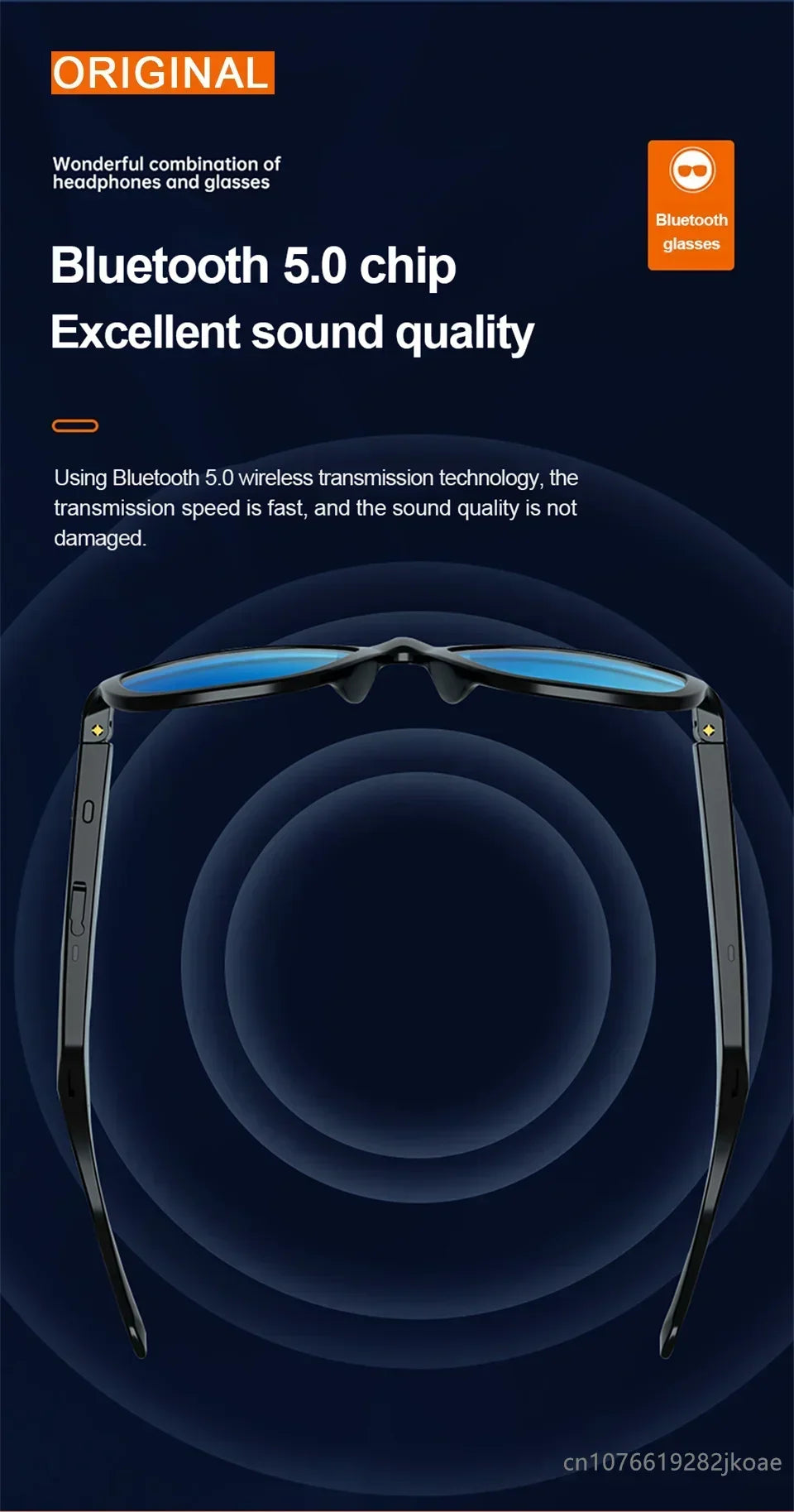 Original Lecoo C8 Glasses Earphones Wireless Bluetooth 5.0 Sunglasses Outdoor Sport Cycling Earbuds HiFi Stereo Music Headphones