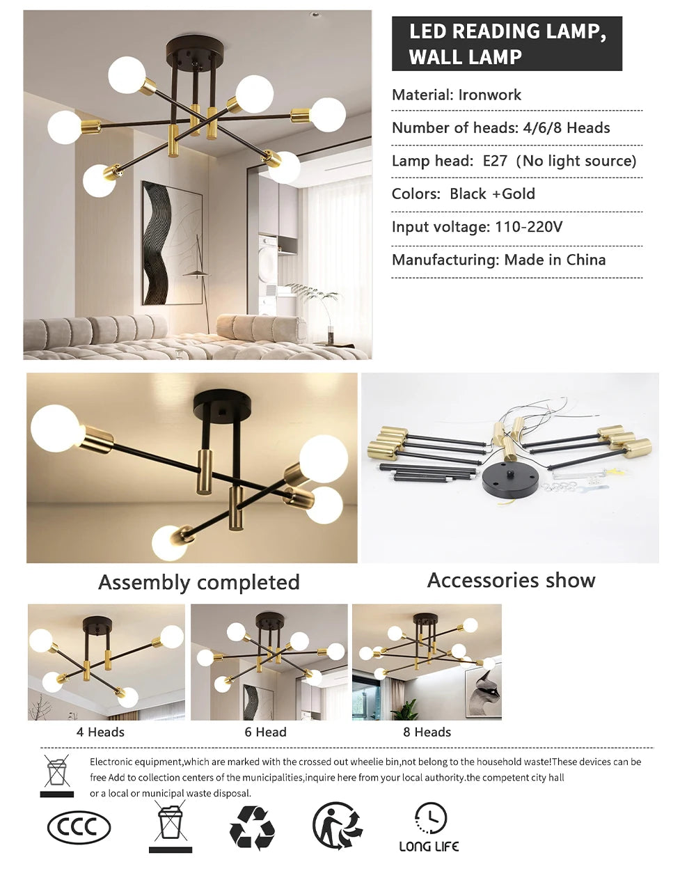 Chandeliers Retro Lighting Fixture Decoration Light Lustre Hanging Lamps Pendant Ceiling Led Chandelier Lamp Dinning Room Luxury