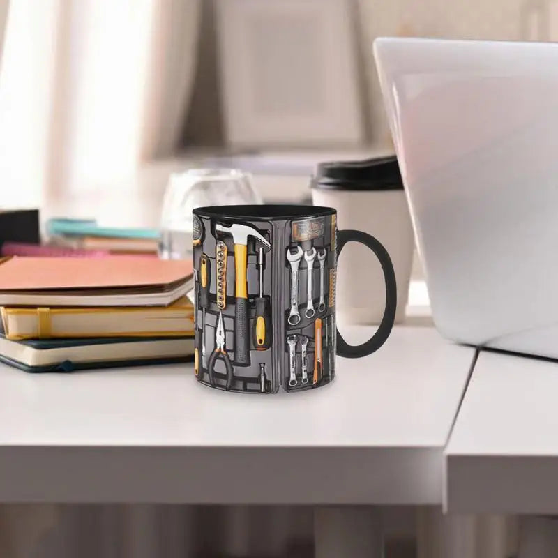 Mechanic Black Mug Black Ceramic Coffee Cup For Mechanics Large Toolbox Coffee Cup Tea Mug For Water Whiskey Soup Juice Wine