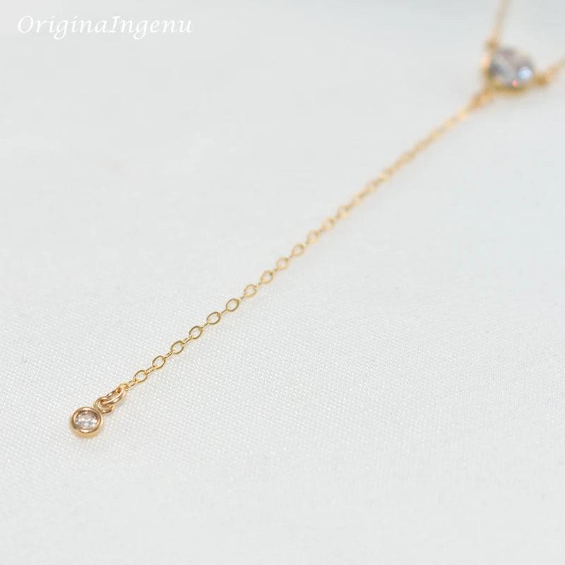Gold Y Necklace Gold Filled Choker Handmade Jewelry Zircon Pendants Collier Femme Kolye Collares Boho Necklace For Women