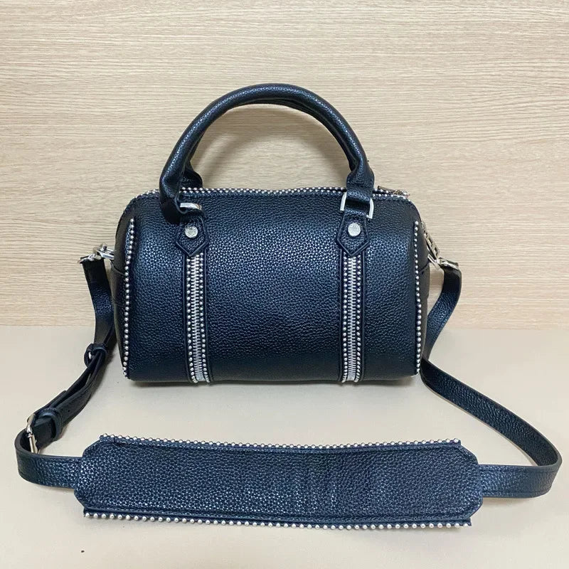 2025 nouveau zv haute qualité Y2K Lychee noir sac à bandoulière en cuir femmes seau sac oreiller sac