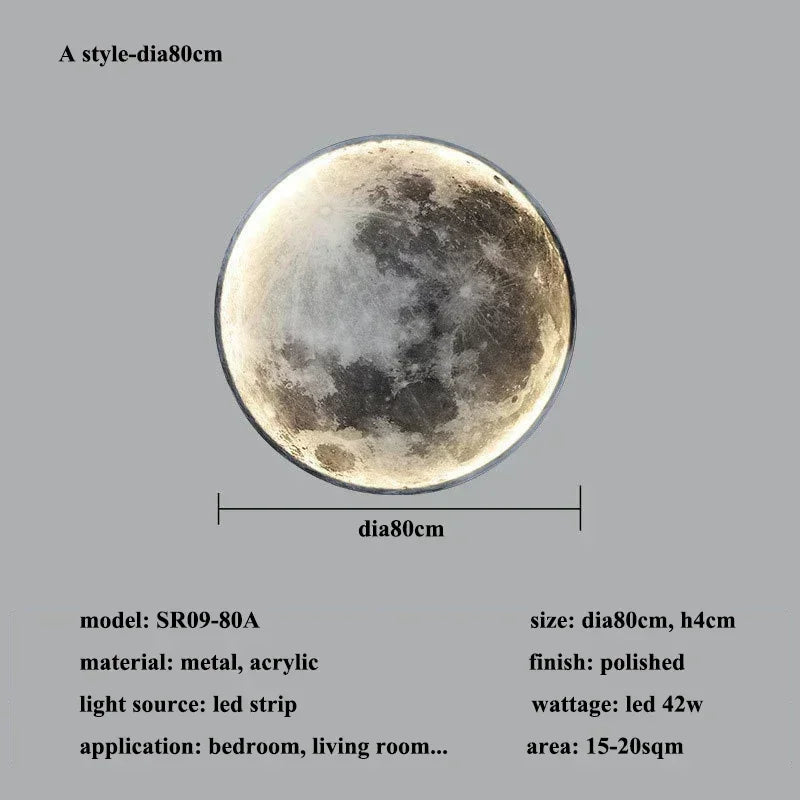 Modern 3D Moon Led Wall Lamp Living Room Background Light Home Decor Lamparas Bedroom Bedside Lighting Corridor Sconce Luminaire