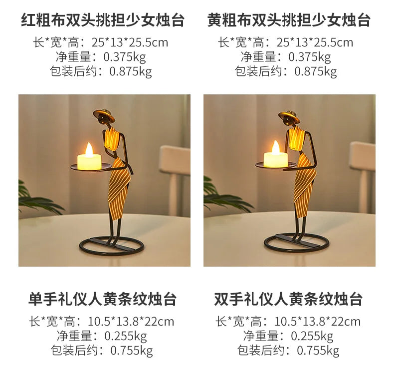 Rustic Wedding Table Centerpiece Decor Living Room Human Figurines Candlestick Gifts Candle Holders Home Decoration Accessories