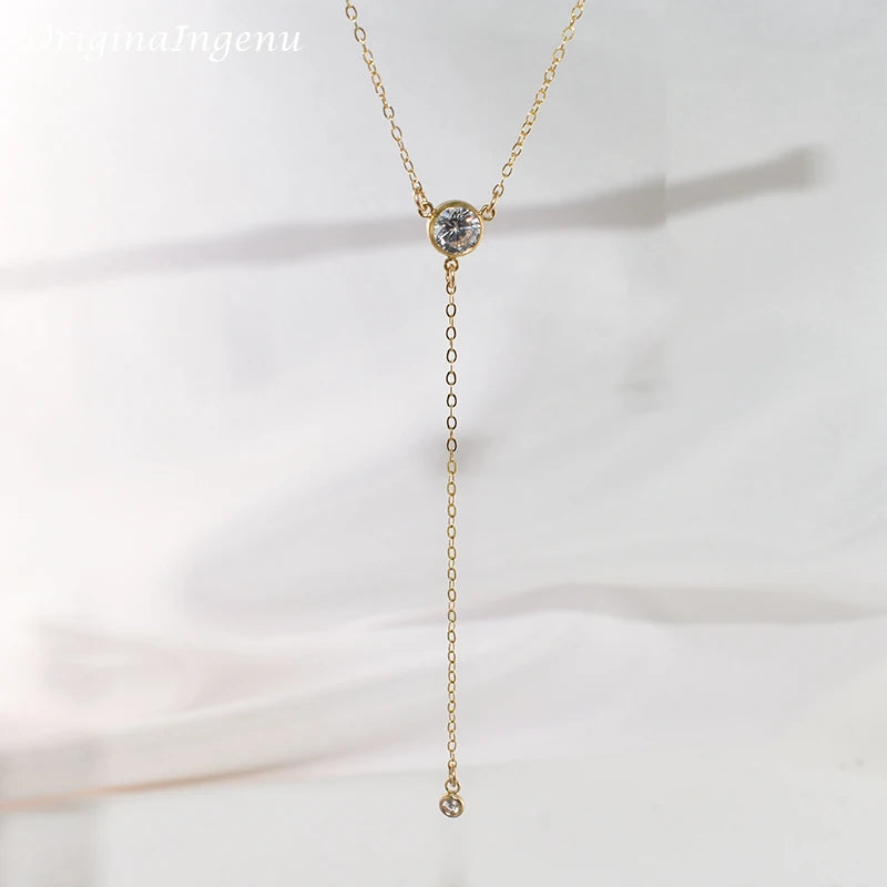 Gold Y Necklace Gold Filled Choker Handmade Jewelry Zircon Pendants Collier Femme Kolye Collares Boho Necklace For Women
