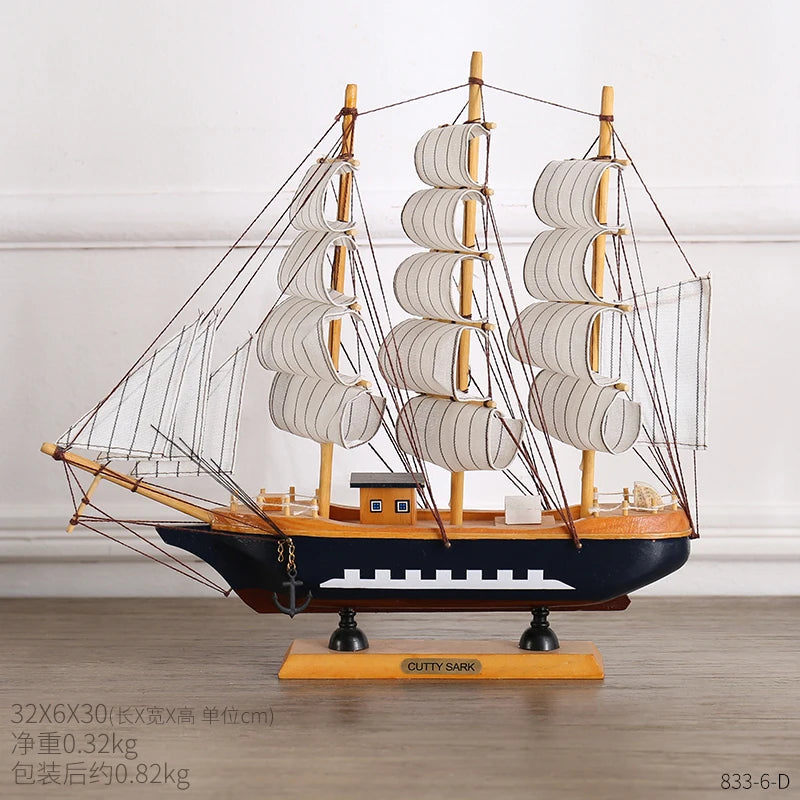 Wooden Sailboat Model home decor Mediterranean Style Home Decoration Accessories Creative Decoration Room Decor Birthday Gift