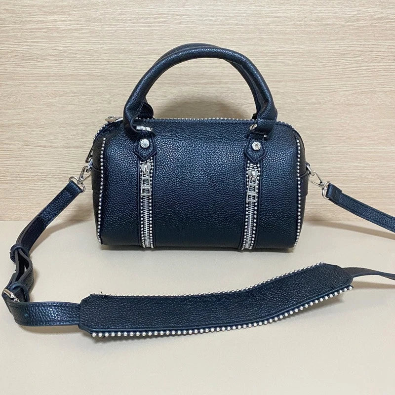2025 nouveau zv haute qualité Y2K Lychee noir sac à bandoulière en cuir femmes seau sac oreiller sac