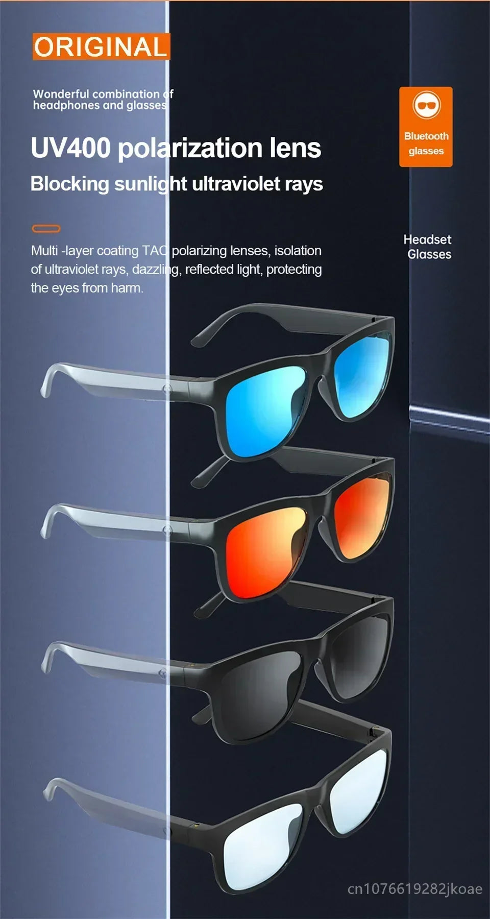 Original Lecoo C8 Glasses Earphones Wireless Bluetooth 5.0 Sunglasses Outdoor Sport Cycling Earbuds HiFi Stereo Music Headphones