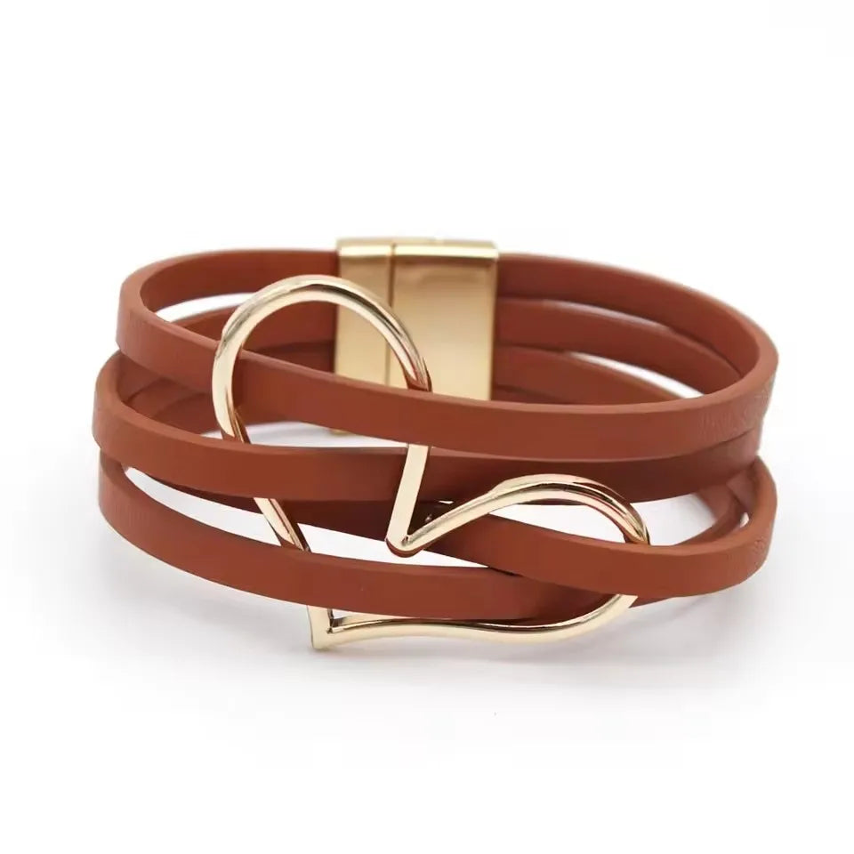 Leather Bracelets For Women 2024 Fashion Bracelets & Bangles Elegant Multilayer Wide Wrap Bracelet Female Jewelry Gift