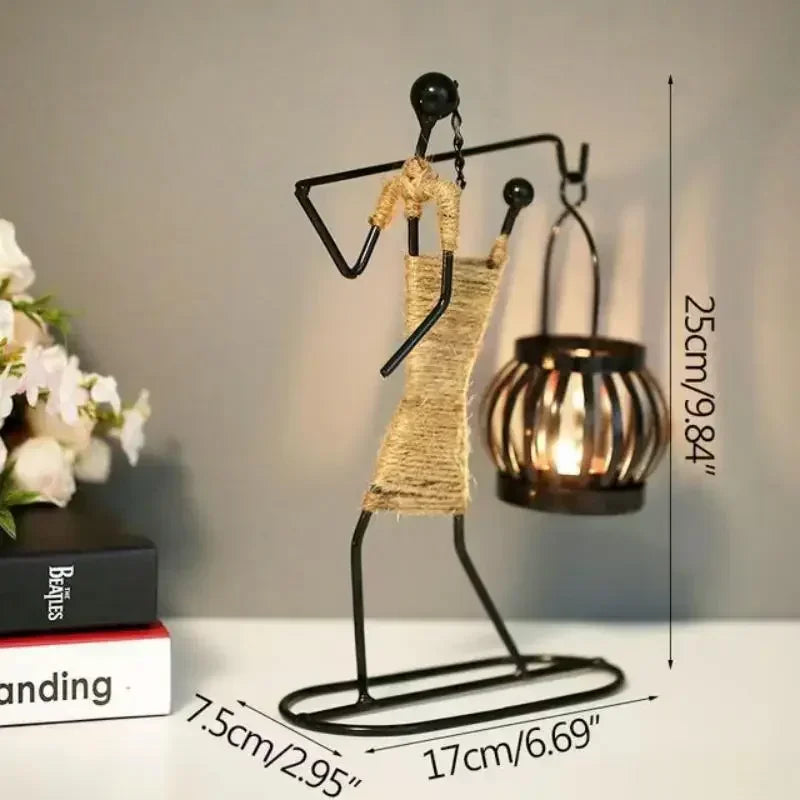 Rustic Wedding Table Centerpiece Decor Living Room Human Figurines Candlestick Gifts Candle Holders Home Decoration Accessories