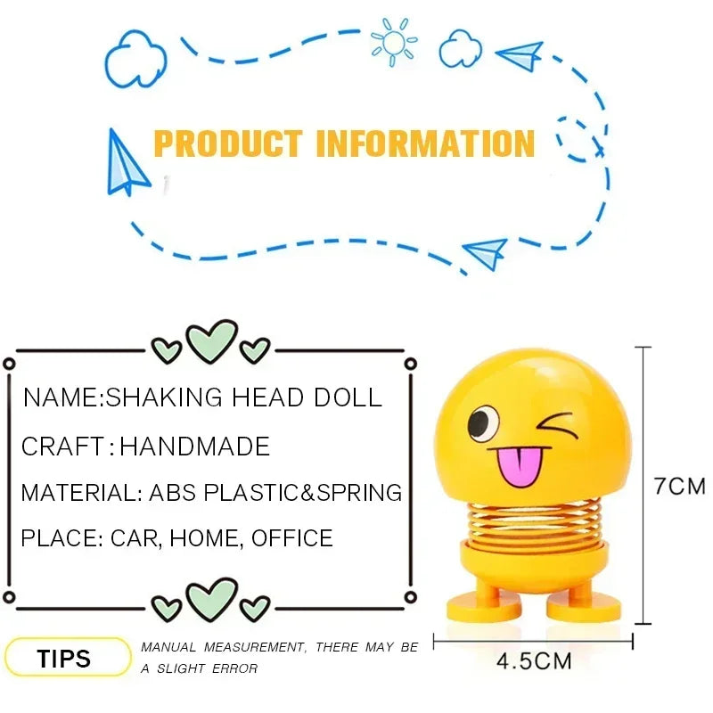1pcs Funny Shaking Head Doll Car Small Ornaments Cute Car Accessories Interior Trims Creative Car Toys Decoration Accessories
