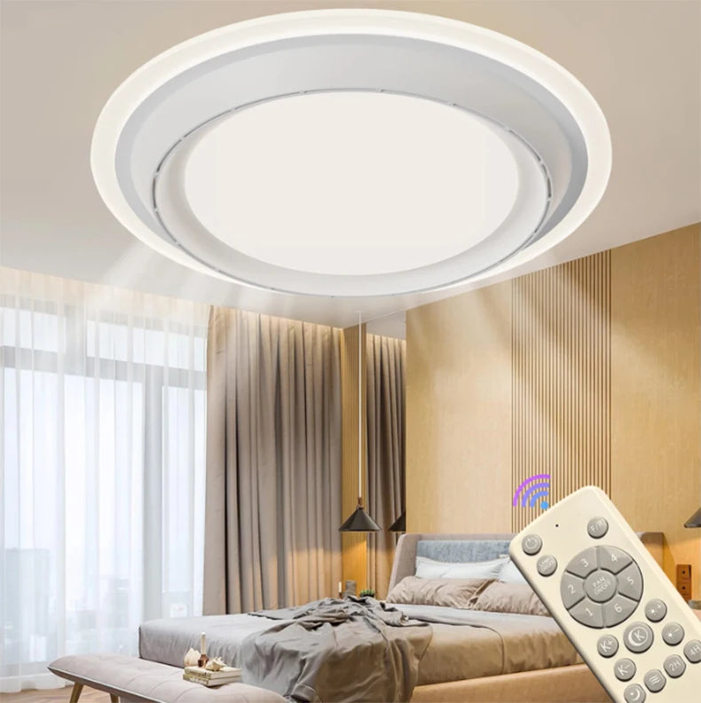 Modern Bladeless Ceiling Fan Lamps Bedroom Round Vaneless Ceiling Lamp Fan Remote Dimmable Bladeless ventilate Fan Circulator