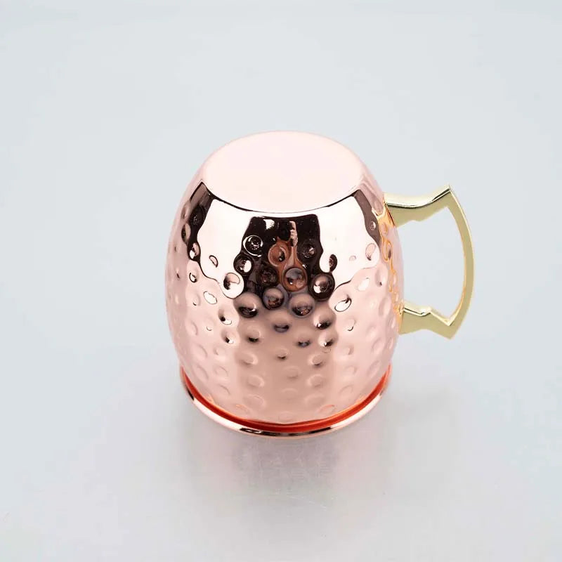 Moscow Mule Mug Set with Straw Copper Plated Hammered 350ml - 304 Stainless Steel Mini Cups with Gift Box for Bar and Home