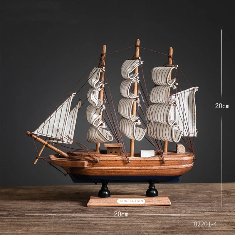 Wooden Sailboat Model home decor Mediterranean Style Home Decoration Accessories Creative Decoration Room Decor Birthday Gift