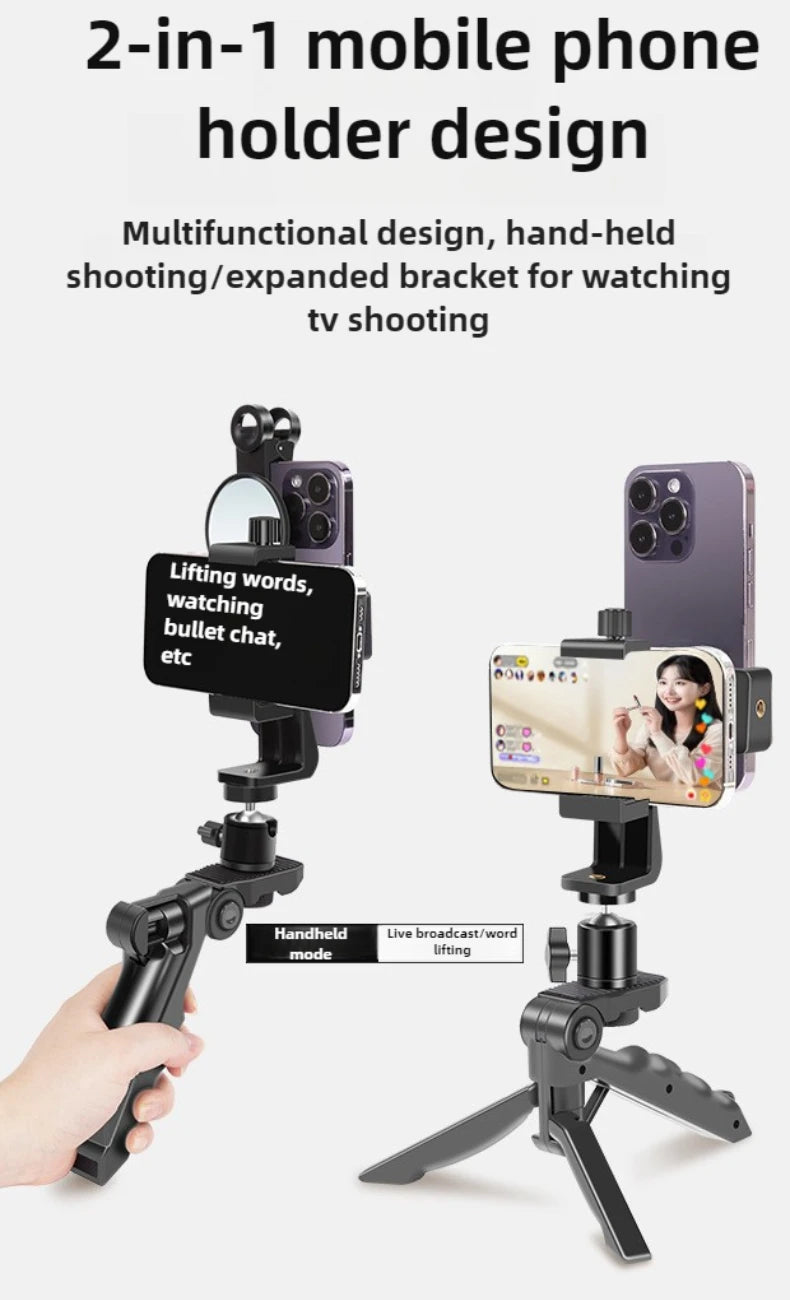 Phone Teleprompter Prompter Clip for Phone Live Broadcast Desktop Handheld Stand Video Subtitle Speech Read Tripod Accessories