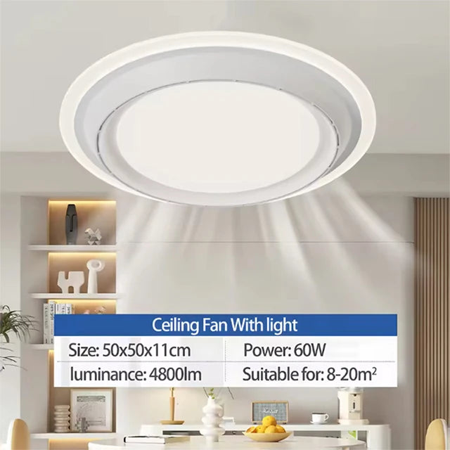 Modern Bladeless Ceiling Fan Lamps Bedroom Round Vaneless Ceiling Lamp Fan Remote Dimmable Bladeless ventilate Fan Circulator