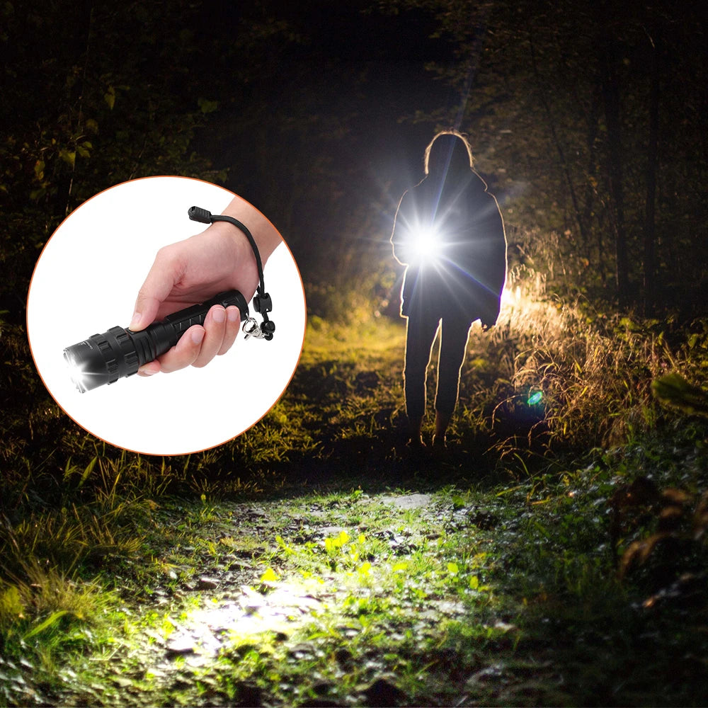 LED Tactical Hunting Torch Flashlight L2 18650 Aluminum Waterproof Outdoor Lighting with Gun Mount +Switch USB Rechargeable Lamp