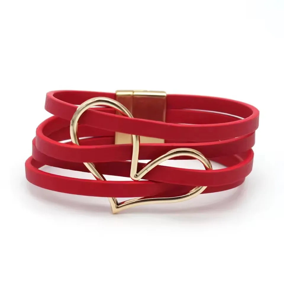 Leather Bracelets For Women 2024 Fashion Bracelets & Bangles Elegant Multilayer Wide Wrap Bracelet Female Jewelry Gift