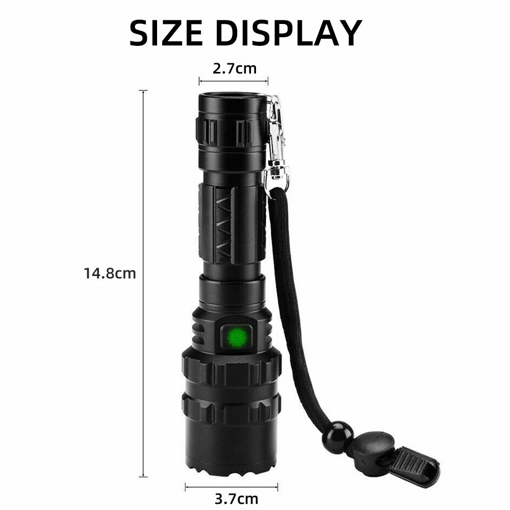 LED Tactical Hunting Torch Flashlight L2 18650 Aluminum Waterproof Outdoor Lighting with Gun Mount +Switch USB Rechargeable Lamp