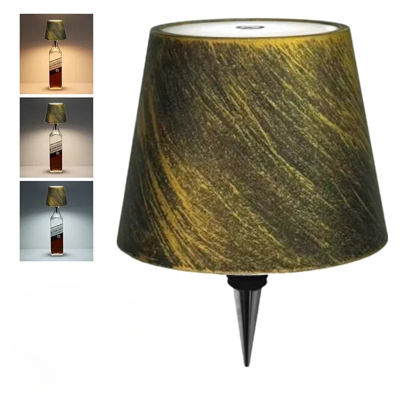 Lampe de table en forme de bouteille sans fil, commande tactile, 3 couleurs, gradation en continu, veilleuse adaptée au bar,
