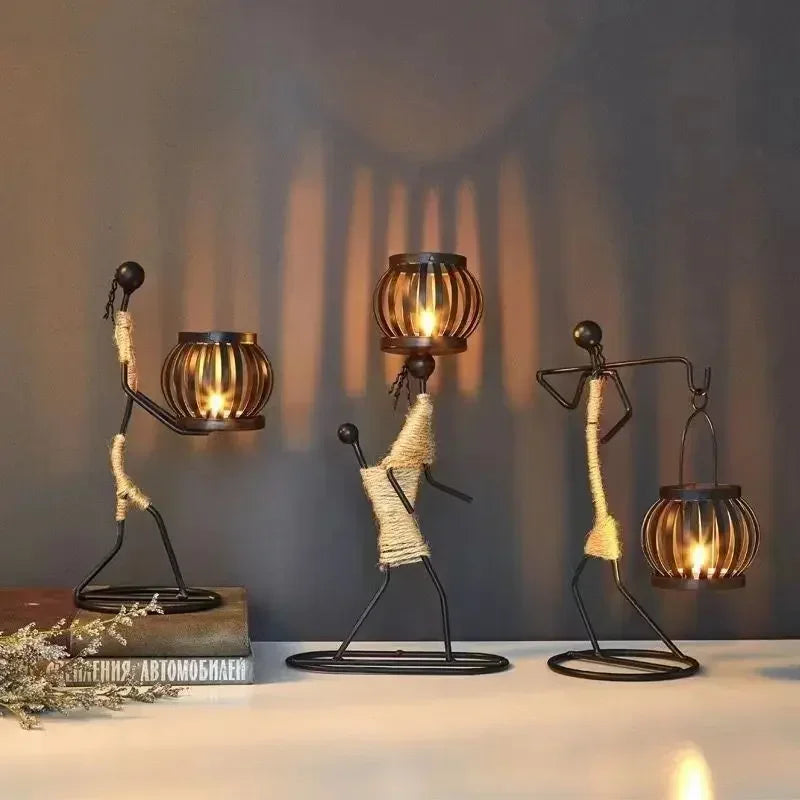 Rustic Wedding Table Centerpiece Decor Living Room Human Figurines Candlestick Gifts Candle Holders Home Decoration Accessories