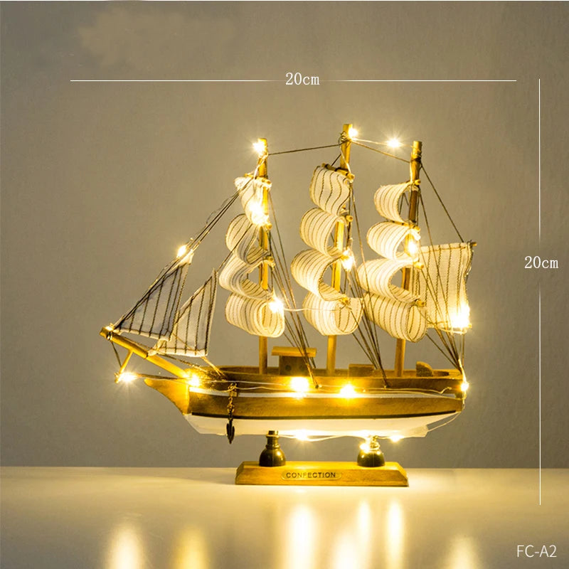 Wooden Sailboat Model home decor Mediterranean Style Home Decoration Accessories Creative Decoration Room Decor Birthday Gift