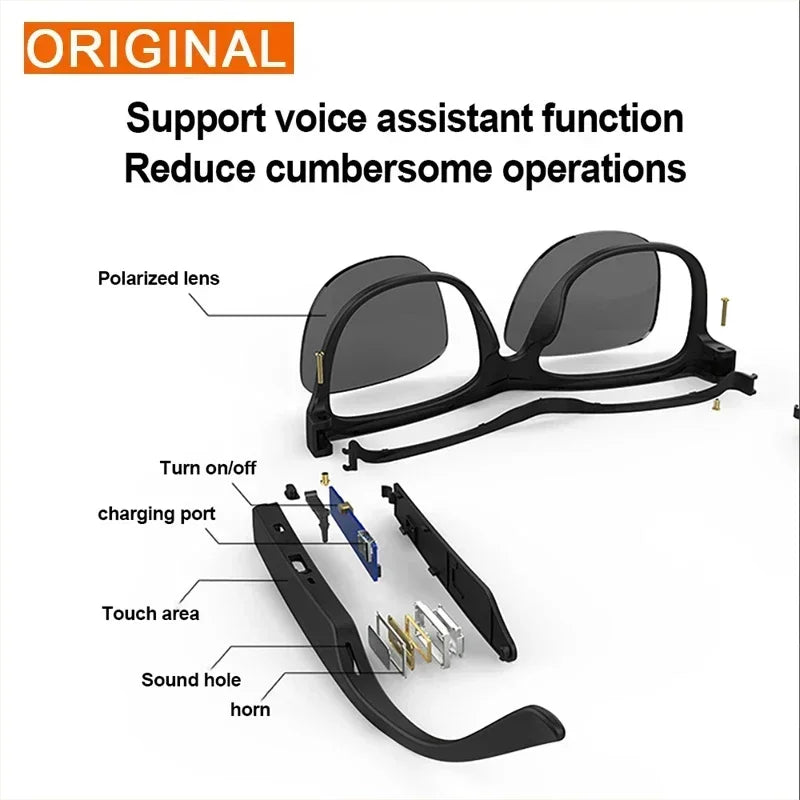 Original Lecoo C8 Glasses Earphones Wireless Bluetooth 5.0 Sunglasses Outdoor Sport Cycling Earbuds HiFi Stereo Music Headphones
