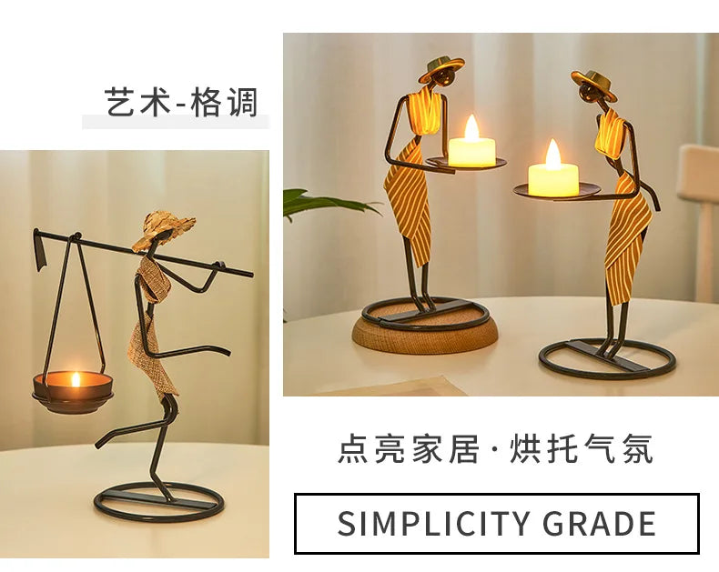 Rustic Wedding Table Centerpiece Decor Living Room Human Figurines Candlestick Gifts Candle Holders Home Decoration Accessories