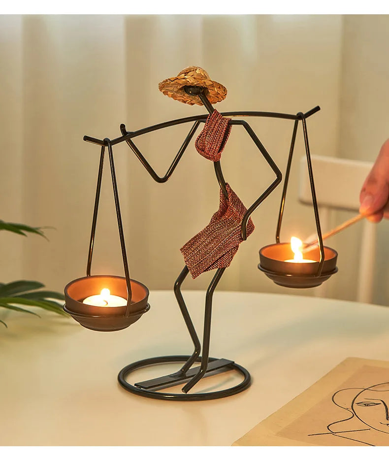Rustic Wedding Table Centerpiece Decor Living Room Human Figurines Candlestick Gifts Candle Holders Home Decoration Accessories