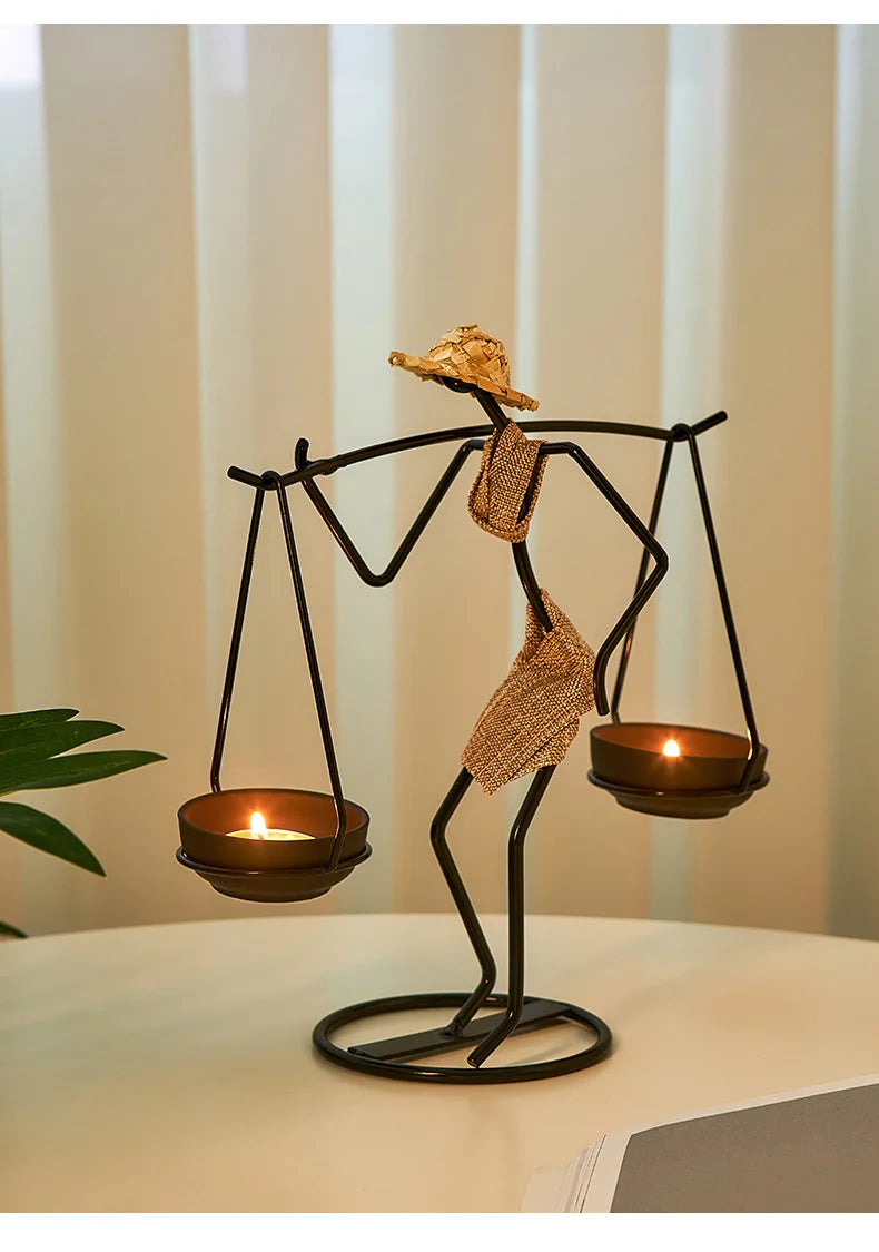 Rustic Wedding Table Centerpiece Decor Living Room Human Figurines Candlestick Gifts Candle Holders Home Decoration Accessories