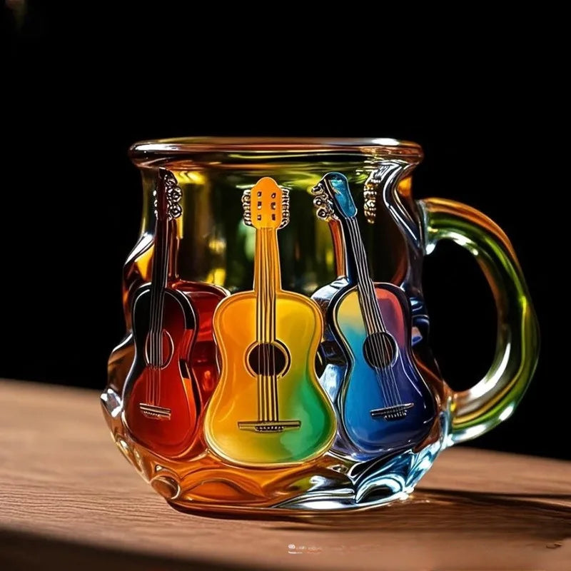 Design Guitar Art Mug Aesthetic Luxury Household Beer Mugs Hand Painting Cute Mugs Creative Birthday Gift Wedding Decoration