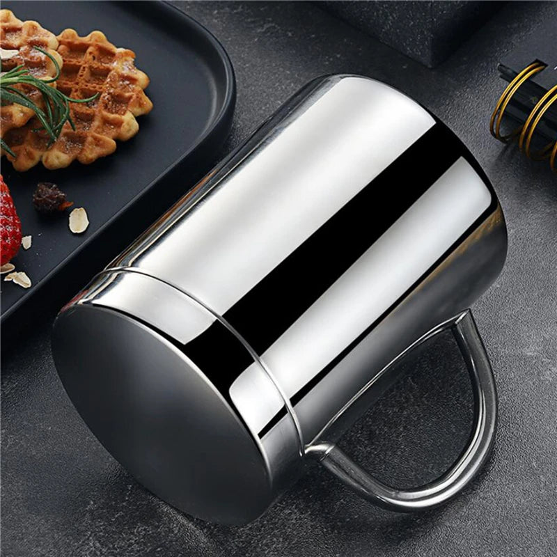 400ML Double Wall Anti Scalding Coffee Mug Insulated Portable Stainless Drink Cup Drinking Cup Steel Polishing Beer Tea Juice
