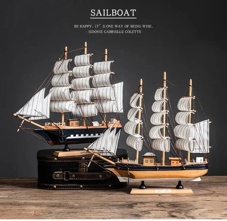 Wooden Sailboat Model home decor Mediterranean Style Home Decoration Accessories Creative Decoration Room Decor Birthday Gift
