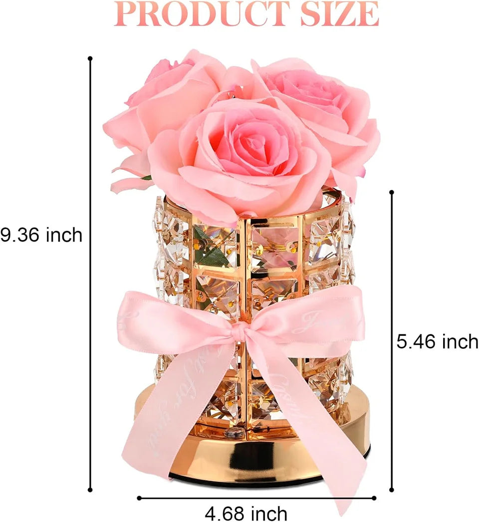 LED Crystal Rose Table Lamp 3 Colors Dimmable Magic Cube Rose Creative Atmosphere Lights Bedroom Bedside Decor Lighting Gift 