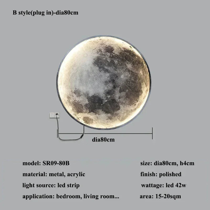 Modern 3D Moon Led Wall Lamp Living Room Background Light Home Decor Lamparas Bedroom Bedside Lighting Corridor Sconce Luminaire