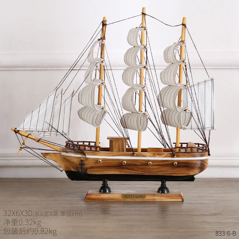 Wooden Sailboat Model home decor Mediterranean Style Home Decoration Accessories Creative Decoration Room Decor Birthday Gift